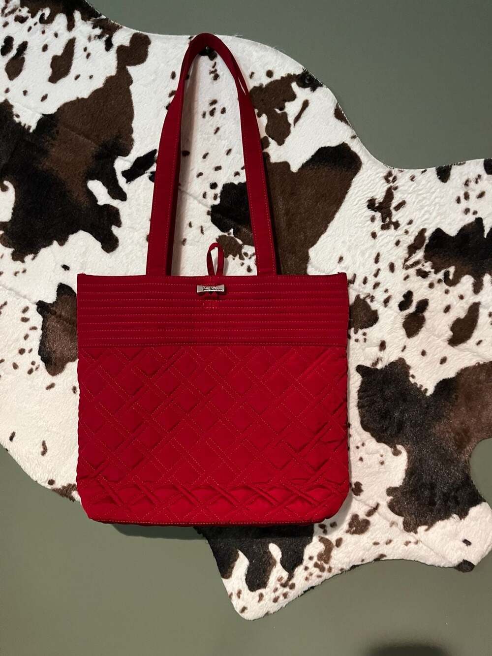 Vera Bradley Microfiber Quilted Tote Bag in Red